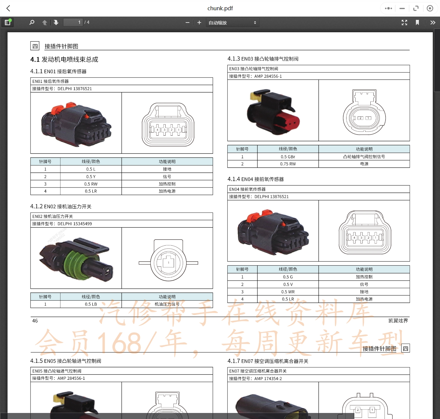 2014-2020年款凯翼汽车维修手册和电路图线路接线图资料更新汽修帮手资料库