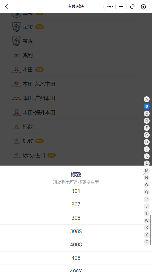 2004-2026年标致系列206CC,206GTi,207,207CC,207SW,208,3008,307CC,307SW,308CC,308SW,4008,407,508SW,607,RCZ原厂